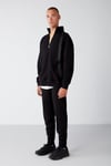 FRAME Erkek Yarım Fermuarlı Dik Yakalı Yumuşacık Kumaşlı Polarlı Regular Siyah Sweatshirt