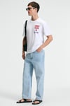 FRESH Erkek %100 Pamuk Oversize Fit Baskılı Kısa Kollu Yuvarlak Yakalı Beyaz T-Shirt