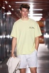 FRIO Erkek Bisiklet Yaka Organik Pamuklu Baskı Ve Nakışlı Oversıze Sarı T-Shirt