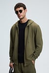 GAGE Erkek Kapüşonlu Metal Kuş Gözü Detaylı Fermuarlı Kordonlu Cepli Haki Sweatshirt