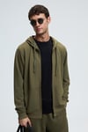 GAGE Erkek Kapüşonlu Metal Kuş Gözü Detaylı Fermuarlı Kordonlu Cepli Haki Sweatshirt