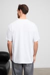 GIANO Erkek Organik Pamuklu Bisiklet Yakalı Baskı Detaylı Oversıze Beyaz T-Shirt