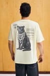 GIGANEST Erkek %100 Organik Pamuklu Baskı Detaylı Yuvarlak Yaka Sarı T-Shirt