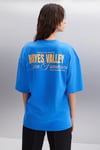 GILLIAN  Oversize Parlament Mavi Tekli T-Shirt