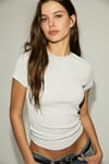GLOOM Kadın Yumuşak Ve Esnek Fitilli Kumaşlı Bisiklet Yakalı Crop Grimelanj T-Shirt