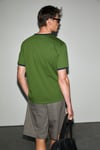 GOLONDRO Erkek %100 Organik Pamuklu Kontrast Biyeli Baskı Detaylı Regular Fit Yeşil T-Shirt