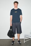 GOLONDRO Erkek %100 Organik Pamuklu Kontrast Biyeli Baskı Detaylı Regular Fit Lacivert T-Shirt