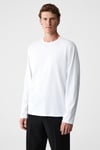 GRAVS Erkek %100 Pamuklu Yumuşak Kumaşlı Yuvarlak Yakalı Uzun Kollu Ekru T-Shirt