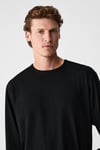 GRAVS Erkek %100 Pamuklu Yumuşak Kumaşlı Yuvarlak Yakalı Uzun Kollu Siyah T-Shirt