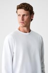 GRAVS Erkek %100 Pamuklu Yumuşak Kumaşlı Yuvarlak Yakalı Uzun Kollu Ekru T-Shirt