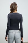 GRIGROS Kadın Esnek Kumaşlı Vücuda Oturan Slim Fit Uzun Kollu Antrasit T-Shirt