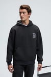 GROVER Erkek Kapüşonlu Süs Dikiş Detaylı Göğsü Nakışlı Kanguru Cepli Antrasit Sweatshirt