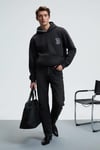 GROVER Erkek Kapüşonlu Süs Dikiş Detaylı Göğsü Nakışlı Kanguru Cepli Antrasit Sweatshirt