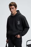 GROVER Erkek Kapüşonlu Süs Dikiş Detaylı Göğsü Nakışlı Kanguru Cepli Antrasit Sweatshirt