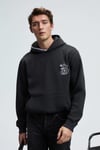 GROVER Erkek Kapüşonlu Süs Dikiş Detaylı Göğsü Nakışlı Kanguru Cepli Antrasit Sweatshirt