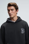GROVER Erkek Kapüşonlu Süs Dikiş Detaylı Göğsü Nakışlı Kanguru Cepli Antrasit Sweatshirt