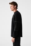 HAL Erkek Yuvarlak Yaka Önünde Ve Kollarında Süs Dikiş Detaylı Baskılı Regular Fit Siyah Sweatshirt