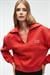 HANEL Kadın V Gömlek Yaka Nakış Detaylı Regular Fit Kırmızı Sweatshirt