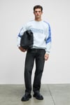 HERCULES Erkek Bisiklet Yaka Önü Nakışlı Kolları Biyeli Grimelanj Sweatshirt