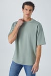 HISON Erkek Relaxed Bisiklet Yaka Kısa Kollu Yeşil T-Shirt