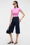 HOPEWELL Kadın Yuvarlak Yaka Örme Slim Fit Pembe T-Shirt