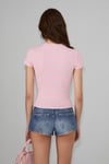 HOPEWELL Kadın Yuvarlak Yaka Örme Slim Fit Pembe-A.Pembe Çizgili T-Shirt