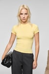 HOPEWELL Kadın Yuvarlak Yaka Örme Slim Fit Sarı T-Shirt