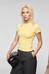 HOPEWELL Kadın Yuvarlak Yaka Örme Slim Fit Sarı T-Shirt