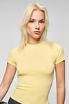 HOPEWELL Kadın Yuvarlak Yaka Örme Slim Fit Sarı T-Shirt