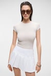 HOPEWELL Kadın Yuvarlak Yaka Örme Slim Fit Taş Rengi T-Shirt