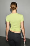 HOPEWELL Kadın Yuvarlak Yaka Örme Slim Fit Yeşil T-Shirt