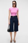 HOPEWELL Kadın Yuvarlak Yaka Örme Slim Fit Pembe T-Shirt