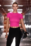 HOPEWELL Kadın Yuvarlak Yaka Örme Slim Fit Koyu Pembe T-Shirt