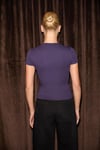HOPEWELL Kadın Yuvarlak Yaka Örme Slim Fit Mor T-Shirt