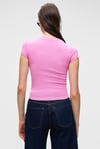 HOPEWELL Kadın Yuvarlak Yaka Örme Slim Fit Pembe T-Shirt