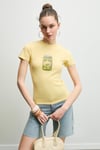 IMPERIA Kadın Yumuşak Kumaşlı Organik Pamuklu Baskı Detaylı Sarı T-Shirt