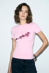 IMPERIA Kadın Yumuşak Kumaşlı Organik Pamuklu Baskı Detaylı Pembe T-Shirt