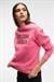 ISOLUNE Kadın Yaka Nakış Detaylı Oversize Bisiklet Yaka Pembe Sweatshirt