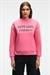 ISOLUNE Kadın Yaka Nakış Detaylı Oversize Bisiklet Yaka Pembe Sweatshirt