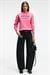 ISOLUNE Kadın Yaka Nakış Detaylı Oversize Bisiklet Yaka Pembe Sweatshirt