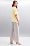 Jemmy Kadın %100 Organik Pamuk Relaxed Fit Yırtmaçlı Yuvarlak Yakalı Sarı T-Shirt
