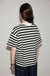 Jemmy Kadın %100 Organik Pamuk Relaxed Fit Yırtmaçlı Yuvarlak Yakalı Siyah - Beyaz T-Shirt