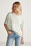 Jemmy Kadın %100 Organik Pamuk Relaxed Fit Yırtmaçlı Yuvarlak Yakalı Mint Yeşil T-Shirt
