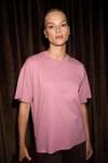 Jemmy Kadın %100 Organik Pamuk Relaxed Fit Yırtmaçlı Yuvarlak Yakalı Gül Kurusu T-Shirt