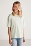 Jemmy Kadın %100 Organik Pamuk Relaxed Fit Yırtmaçlı Yuvarlak Yakalı Mint Yeşil T-Shirt