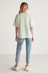 Jemmy Kadın %100 Organik Pamuk Relaxed Fit Yırtmaçlı Yuvarlak Yakalı Mint Yeşil T-Shirt