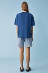 Jemmy Kadın %100 Organik Pamuk Relaxed Fit Yırtmaçlı Yuvarlak Yakalı İndigo T-Shirt