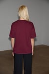 Jemmy Kadın %100 Organik Pamuk Relaxed Fit Yırtmaçlı Yuvarlak Yakalı Bordo T-Shirt