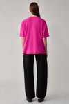 Jemmy Kadın %100 Organik Pamuk Relaxed Fit Yırtmaçlı Yuvarlak Yakalı Pembe T-Shirt
