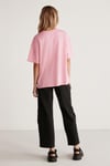 Jemmy Kadın %100 Organik Pamuk Relaxed Fit Yırtmaçlı Yuvarlak Yakalı Açık Pembe T-Shirt
